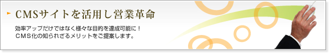 CMSサイトを活用し営業革命:効率アップだけではなく様々な目的を達成可能に！CMS化の知られざるメリットをご提案します。